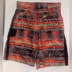 Vibrant Tropical Print Boys Board Swim Shorts